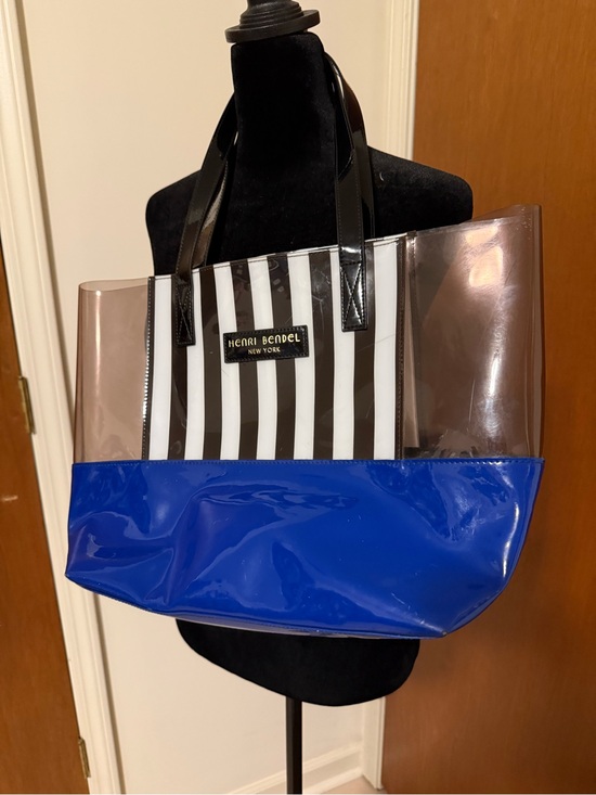 henri bendel Handbags - henri bendel Clear Stripe Tote with Blue Base